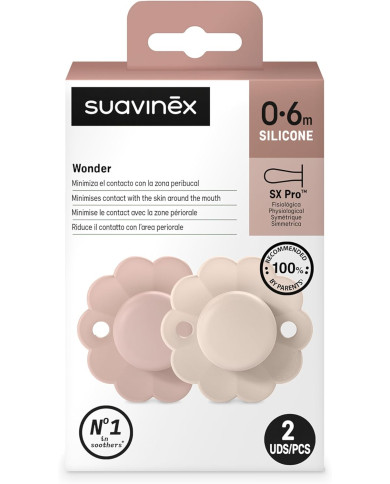 SUAVINEX Fizioloģiskais knupītis SX PRO Wonder 0-6 mēn., 2 gab. - Mauve/Mauve Chalk