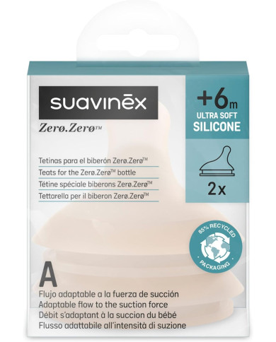 SUAVINEX Regulējamas Plūsmas Zīdekļi ZERO ZERO Anti-Colic Pudeles