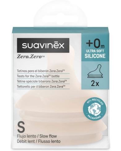 SUAVINEX Lēnas Plūsmas Zīdīšanas Uzgaļi Zero Zero Anti-Colic Pudeles