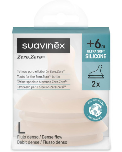 SUAVINEX ZERO ZERO Zīdītāji Ātrai Plūsmai, No +6 Mēn., 2 gab.