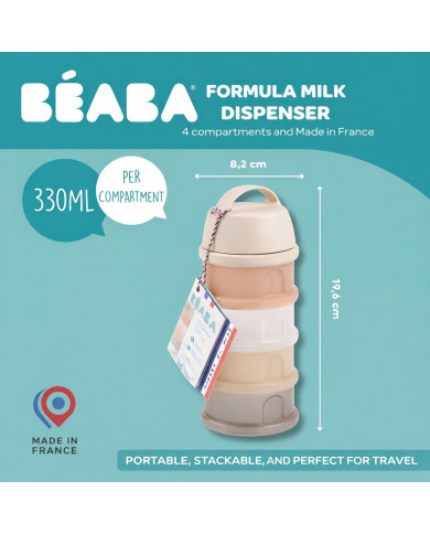 BEABA 4 nodalījumu piena pulvera dozators un uzkodu kārba