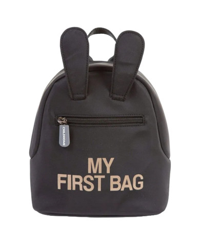 CHILDHOME Bērnu Mugursoma My First Bag Black/Gold - Pirmā Mugursoma Jūsu Mazulim