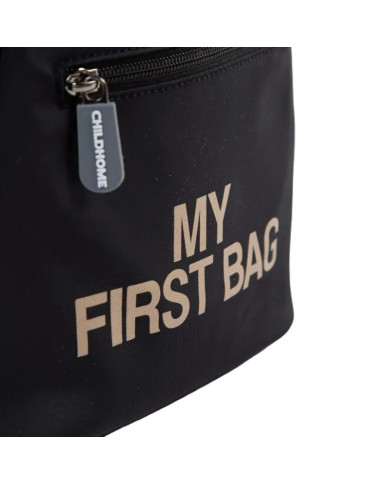 CHILDHOME Bērnu Mugursoma My First Bag Black/Gold - Pirmā Mugursoma Jūsu Mazulim