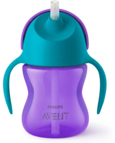 PHILIPS AVENT Dzeršanas krūze ar salmiņu, 9 Mēn+, 200 ml, Violet/Blue