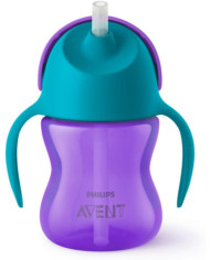 PHILIPS AVENT Dzeršanas krūze ar salmiņu, 9 Mēn+, 200 ml, Violet/Blue