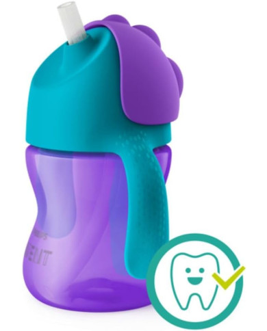 PHILIPS AVENT Dzeršanas krūze ar salmiņu, 9 Mēn+, 200 ml, Violet/Blue