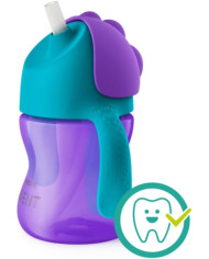 PHILIPS AVENT Dzeršanas krūze ar salmiņu, 9 Mēn+, 200 ml, Violet/Blue
