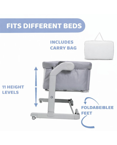 CHICCO NEXT2ME MAGIC EVO ŠŪPULIS, LIGHT GREY - Komforts un Drošība