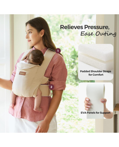 MOMCOZY ERGONOMISKĀ ZĪDAIŅU ĶENGURSOMA WEESNUG, COTTON KHAKI