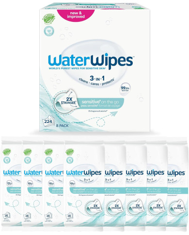 WATERWIPES SENSITIVE+ Mitrās Salvetes 8 Iepakojumi