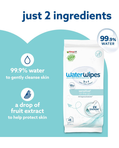 WATERWIPES SENSITIVE+ Mitrās Salvetes 8 Iepakojumi