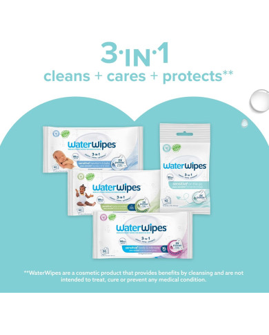 WATERWIPES SENSITIVE+ Mitrās Salvetes 8 Iepakojumi