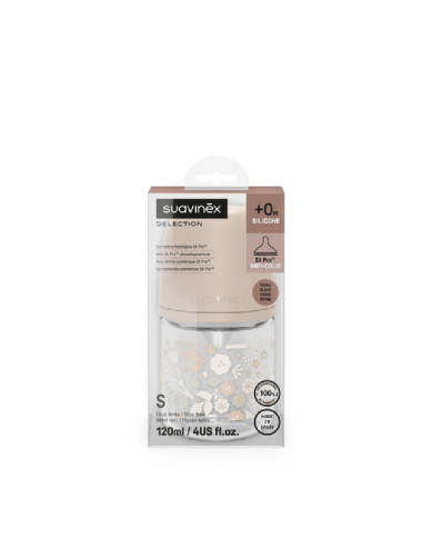 SUAVINEX STIKLA ANTI-COLIC PUDELIS SX PRO AR LĒNAS PLŪSMAS FIZIOLOĢISKS ZĪDĪTĀJS, 120 ML, NO 0 MĒN., WONDERLAND PINK