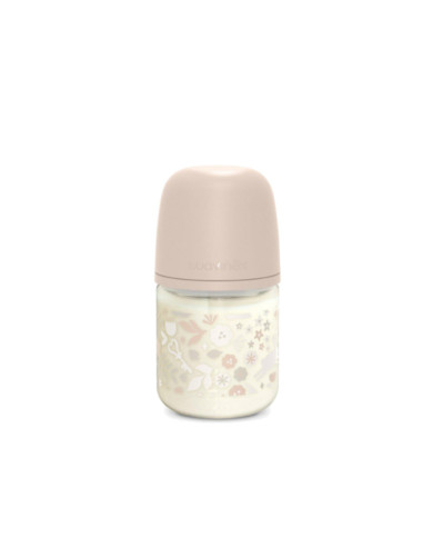 SUAVINEX STIKLA ANTI-COLIC PUDELIS SX PRO AR LĒNAS PLŪSMAS FIZIOLOĢISKS ZĪDĪTĀJS, 120 ML, NO 0 MĒN., WONDERLAND PINK