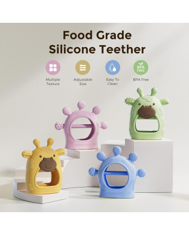 MOMCOZY Silikona Košļājamā rotaļlieta mazuļiem, Dzeltena