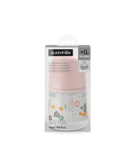 SUAVINEX ANTI-COLIC PUDELE SX PRO AR LĒNU PLŪSMU (S) FIZIOLOĢISKO ZĪDĀTĀJU, 150 ML, NO 0 MĒN., WALK PINK