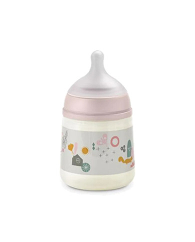 SUAVINEX ANTI-COLIC PUDELE SX PRO AR LĒNU PLŪSMU (S) FIZIOLOĢISKO ZĪDĀTĀJU, 150 ML, NO 0 MĒN., WALK PINK