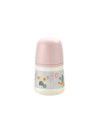 SUAVINEX ANTI-COLIC PUDELE SX PRO AR LĒNU PLŪSMU (S) FIZIOLOĢISKO ZĪDĀTĀJU, 150 ML, NO 0 MĒN., WALK PINK
