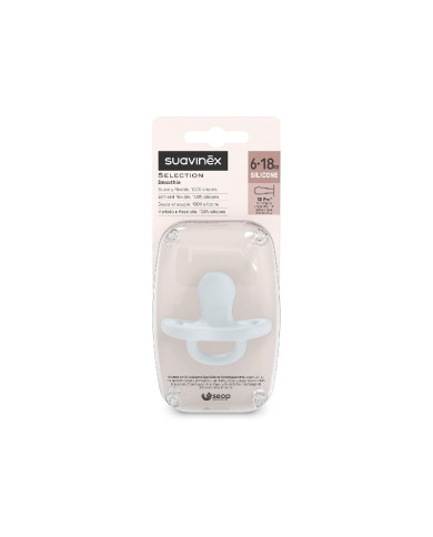 SUAVINEX SIMETRISKĀ FIZIOLOĢISKĀ SILIKONA MIERINĀTĀJS SX PRO, 6-18 MĒN., ESSENCE BLUE