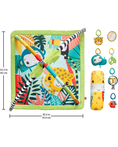 Fisher-Price 3-in-1 Rainforest Sensoriskais Attīstošais Paklājiņš