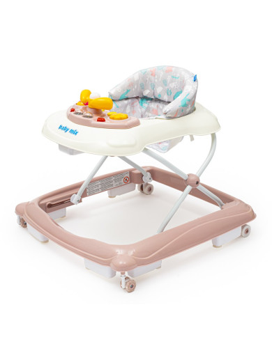 BABY MIX Bērnu staigulītis ar silikona riteņiem, Pink
