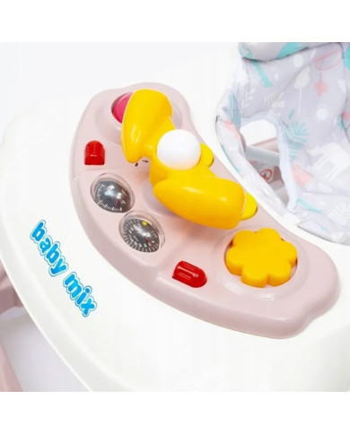 BABY MIX Bērnu staigulītis ar silikona riteņiem, Pink