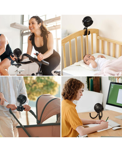 MOMCOZY PĀRNĒSĀJAMAIS RATIŅU VENTILATORS, MELNS