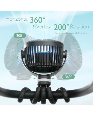 MOMCOZY PĀRNĒSĀJAMAIS RATIŅU VENTILATORS, MELNS