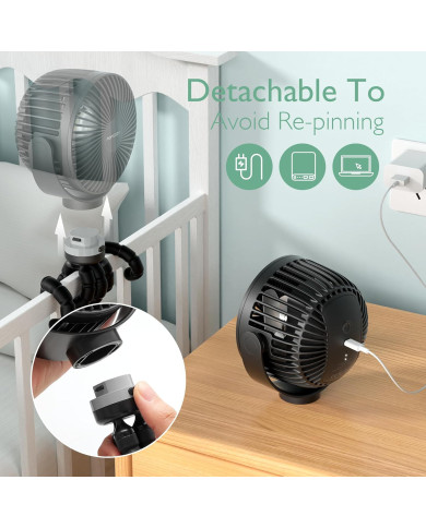 MOMCOZY PĀRNĒSĀJAMAIS RATIŅU VENTILATORS, MELNS