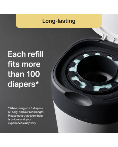 TOMMEE TIPPEE TWIST AND CLICK ADVANCED AUTIŅBIKŠU KONTEINERA UN 12 GAB. KASEŠU KOMPLEKTS, WHITE