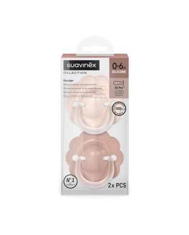 SUAVINEX FIZIOLOĢISKAIS KNUPĪTIS SX PRO WONDER, 0-6 MĒN., SOFT/DEEP PINK, 2 GAB.
