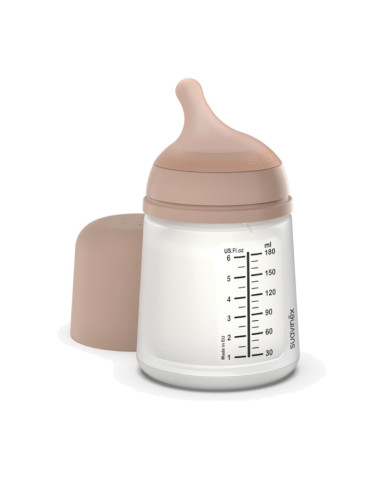 SUAVINEX ZERO ZERO ANTI-COLIC PUDELE AR LĒNAS PLŪSMAS ZĪDĀTĀJU, 180ML, NO +0 MĒN., MEDIUM