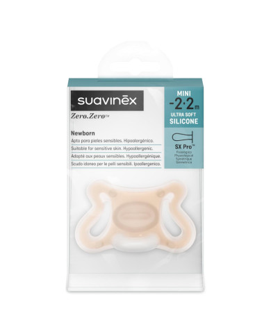 SUAVINEX FIZIOLOĢISKAIS, HIPOALERĢISKAIS ZERO ZERO KNUPĪTIS SX PRO MINI, -2-2 MĒN., FAIR