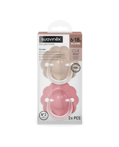 SUAVINEX FIZIOLOĢISKAIS KNUPĪTIS SX PRO WONDER, 6-18 MĒN., DEEP BEIGE/MEDIUM PINK, 2 GAB.