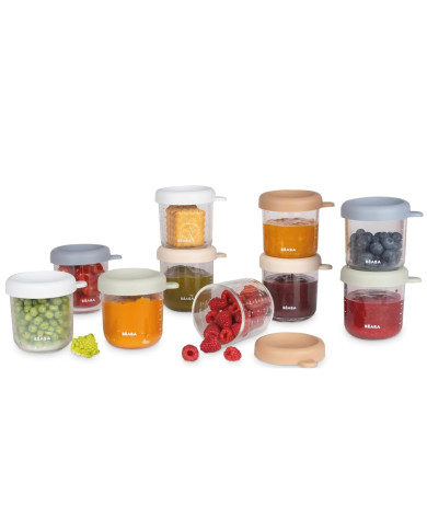 BEABA 10 gab. stikla trauku komplekts 250 ml - Natural Colours