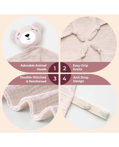 MOMCOZY rozā kokvilnas miega lācītis mazulim