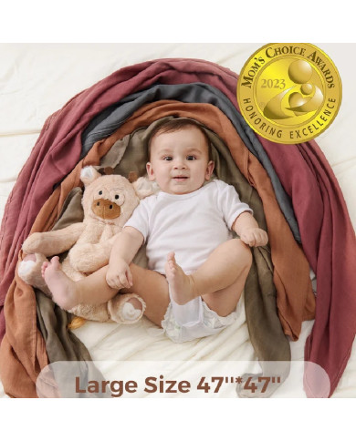 MOMCOZY MUSLĪNA KOKVILNAS AUTIŅI MAZULIM, 4 GAB., 120 × 120 CM, BROWN