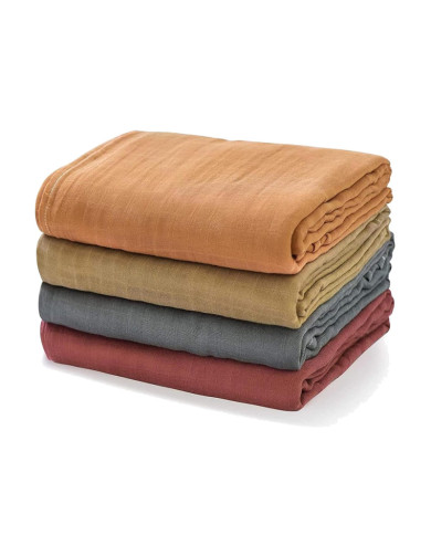 MOMCOZY MUSLĪNA KOKVILNAS AUTIŅI MAZULIM, 4 GAB., 120 × 120 CM, BROWN