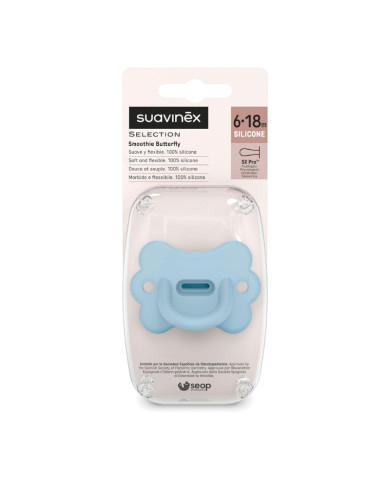 SUAVINEX COLOUR ESSENCE BUTTERFLY FIZIOLOĢISKAIS KNUPĪTIS SX PRO, 6–18 MĒN., BLUE