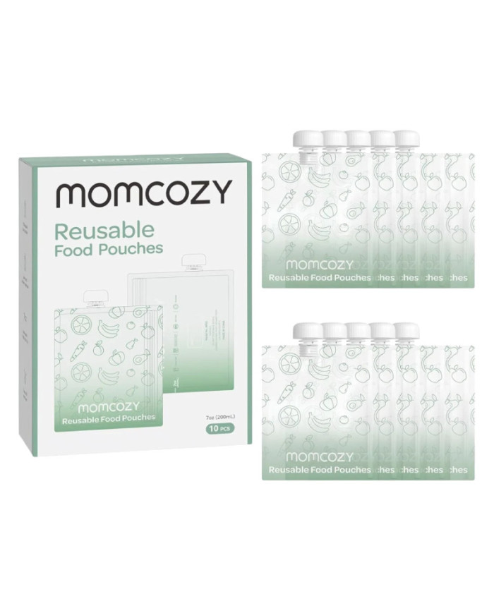 MOMCOZY DAUDZREIZ LIETOJAMI ZĪDAIŅU PĀRTIKAS MAISIŅI, 200 ML, 10 GAB.