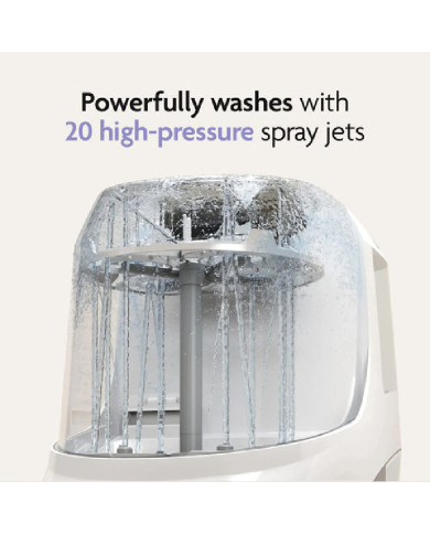 BABY BREZZA PUDELĪŠU MAZGĀŠANAS IERĪCE WASHER PRO AR STERILIZĒŠANAS UN ŽĀVĒŠANAS FUNKCIJU, BALTA