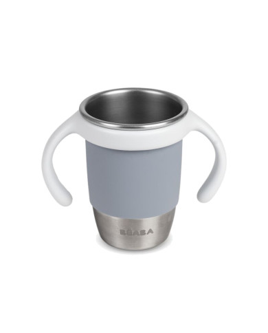 BEABA NERŪSĒJOŠĀ TĒRAUDA MĀCĪBU KRŪZĪTE CLICK AND DRINK 240 ML PEBBLE