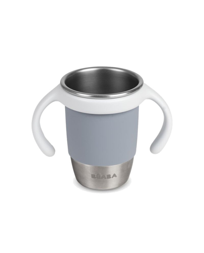 BEABA NERŪSĒJOŠĀ TĒRAUDA MĀCĪBU KRŪZĪTE CLICK AND DRINK 240 ML PEBBLE