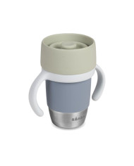 BEABA NERŪSĒJOŠĀ TĒRAUDA MĀCĪBU KRŪZĪTE CLICK AND DRINK 240 ML PEBBLE