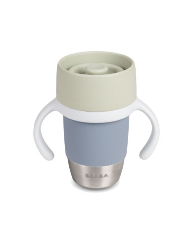 BEABA NERŪSĒJOŠĀ TĒRAUDA MĀCĪBU KRŪZĪTE CLICK AND DRINK 240 ML PEBBLE