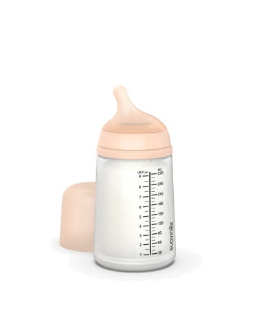 SUAVINEX ZERO ZERO ANTI-COLIC PRETKOLIKU PUDELĪTE AR VIDĒJAS PLŪSMAS KNUPĪTI, 270 ML, NO +3 MĒN., FAIR