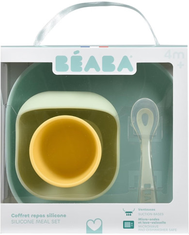 BEABA SILIKONA 4 GAB. ĒDIENREIŽU KOMPLEKTS, YELLOW