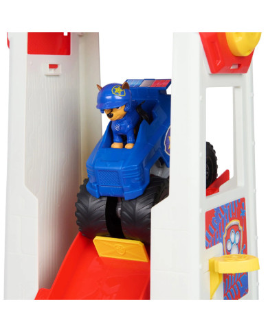 PAW PATROL RESCUE WHEELS SUPER LOOP TOWER HQ SPĒĻU KOMPLEKTS AR CHASE FIGŪRIŅU UN AUTOMAŠĪNU