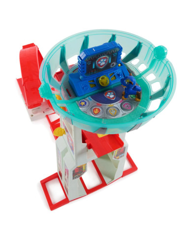 PAW PATROL RESCUE WHEELS SUPER LOOP TOWER HQ SPĒĻU KOMPLEKTS AR CHASE FIGŪRIŅU UN AUTOMAŠĪNU