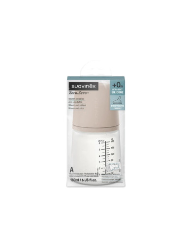 SUAVINZERO ZERO ANTI-COLIC PRETKOLIKU PUDELĪTE AR REGULĒJAMAS PLŪSMAS KNUPĪTI, 180 ML, NO +0 MĒN., MEDIUM